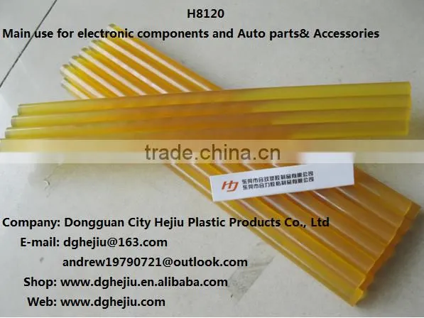 China PO/EVA Amber yellow hotmelt adhesive glue stick for electronic toys