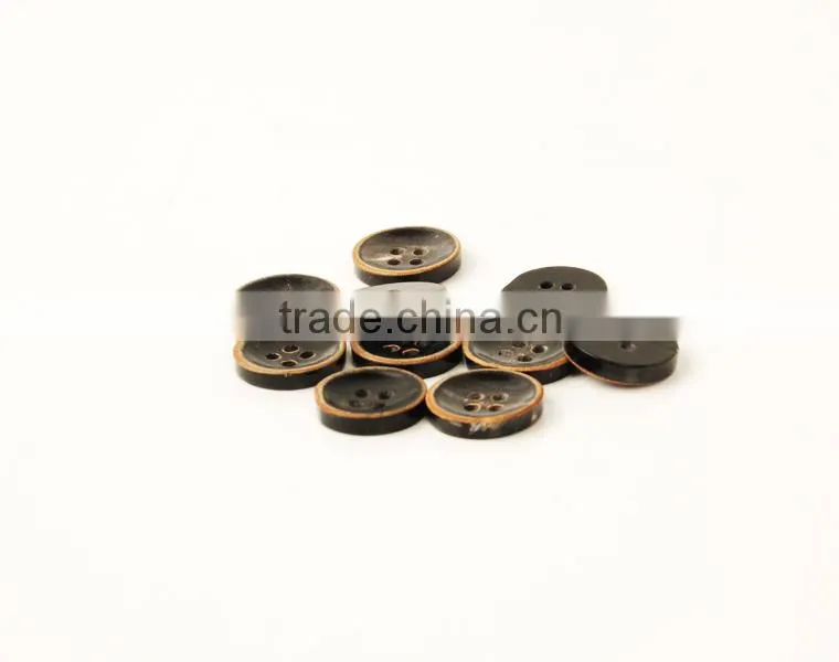 Natural Real Horn Black Buttons Round 4-Hole Buttons for Men's Suits with Burnt Effect