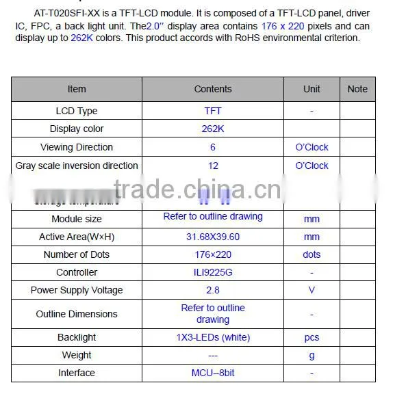 2.4 inch QVGA tft lcd display with 320*240