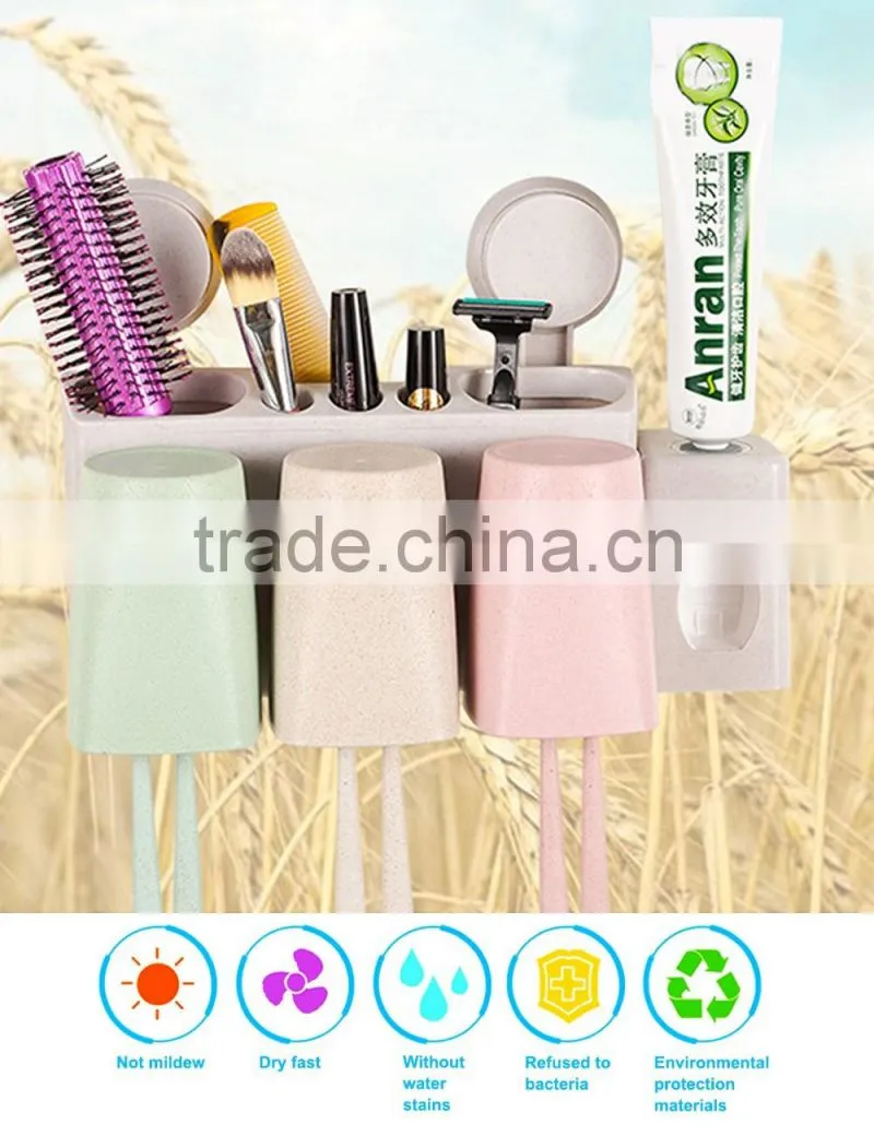 Toothpaste Dispenser Toothpaste Holder Wall Mounted Dustproof Automatic Toothbrush Holder