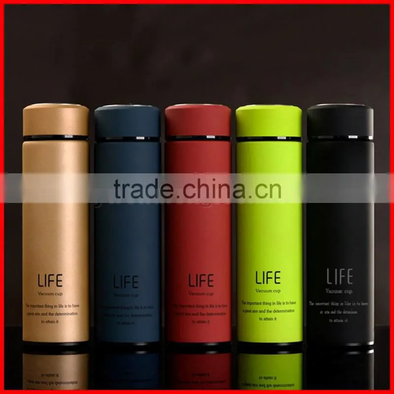 LOGO customized 350/500ml double layers stainless steel straight vacuum cup Advertising Gift bottle water flask