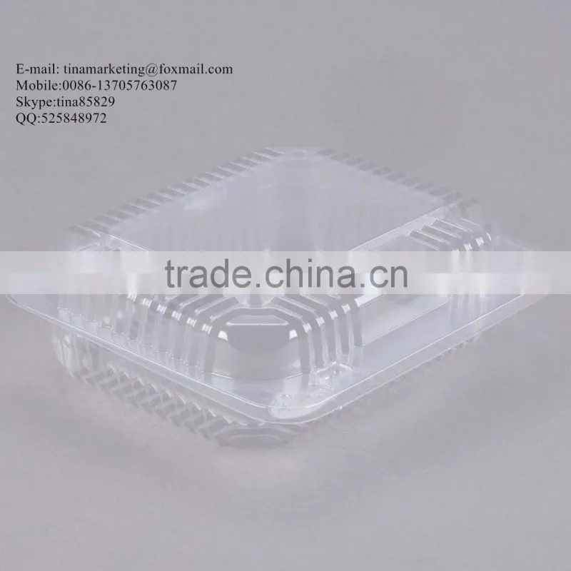 Durable OPS Clear Hinged Plastic Small Oblong Container/ Plastic Bakery Container/ Plastic Food Container for Take Out