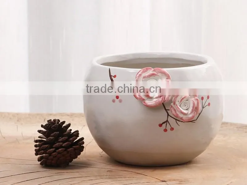 Creative hand-painted white ceramic indoor planters