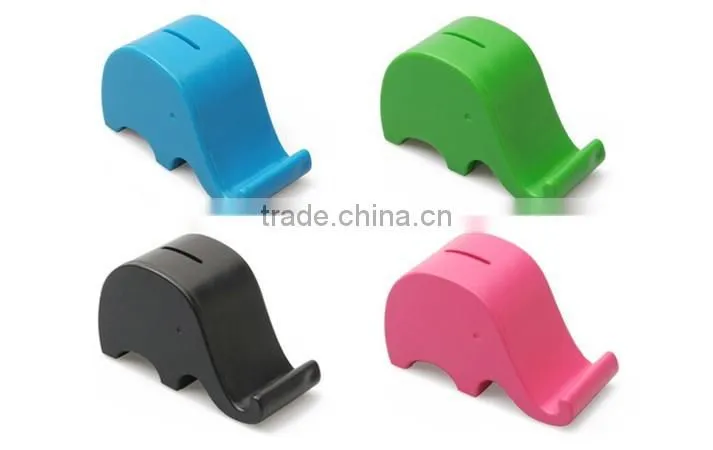 2015 New Product Elephant Shape Silicone Money Box with Phone Holder