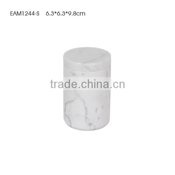 Hign quality natural stone glossy marble candle jars with lids for container holder home decor