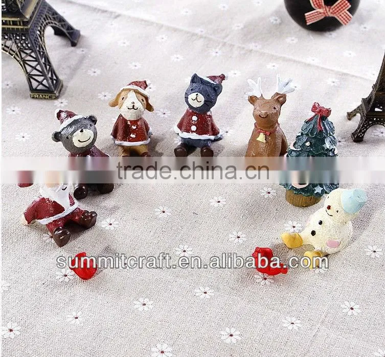 Mini resin looking at the sky of 7 animals dolls figurine christmas toy