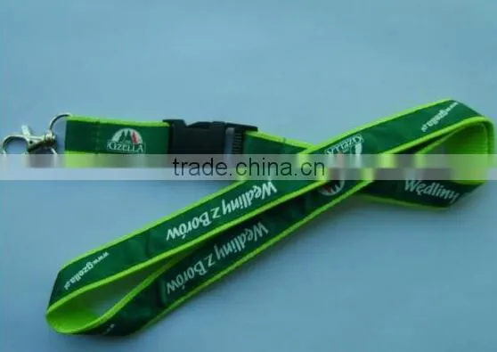 customised promotional gift silk printing polyester lanyard with safty button