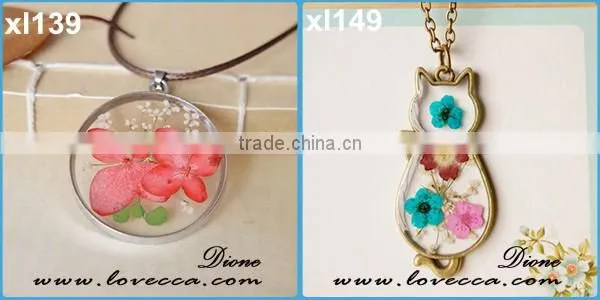 2016 fashion clear resin orb globe real dandelion seeds flower pendant necklace jewelry design
