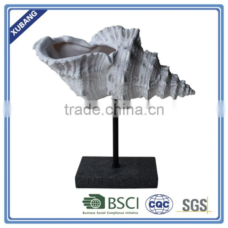 Poly Resin Slim Shell With Black Metal Base Figurine