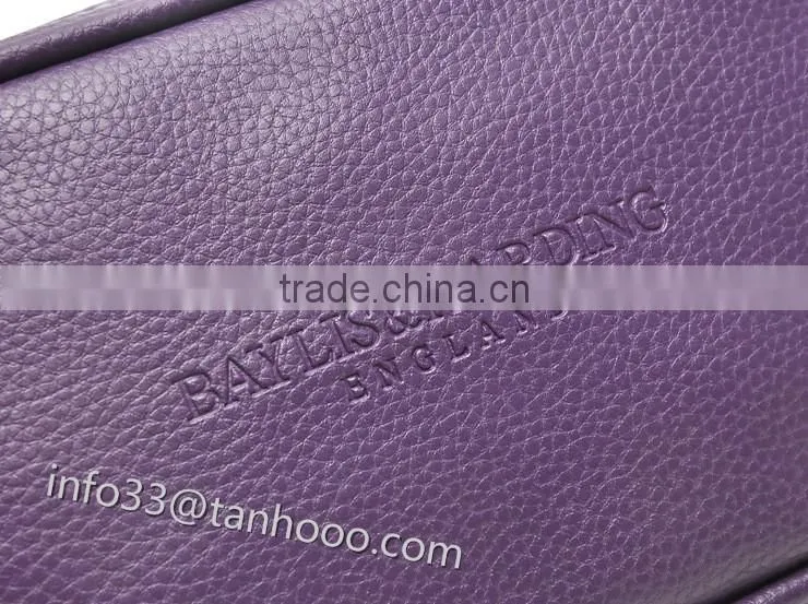 hot sell fashion ladies beautyful genuine leather make up bag with zipper