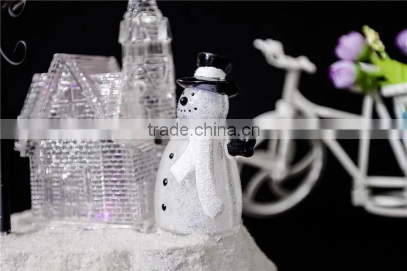 acrylic led light house with snowman and lamp for Christmas house