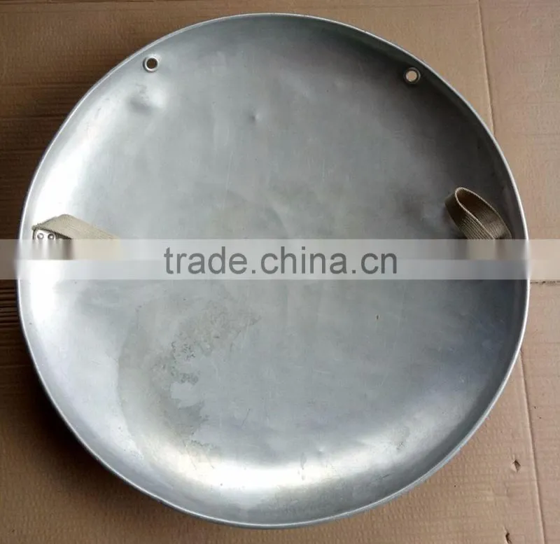 Vintage Round Aluminum Saucer Sled Metal Snow Disc w/ Canvas Strap Handles 25"