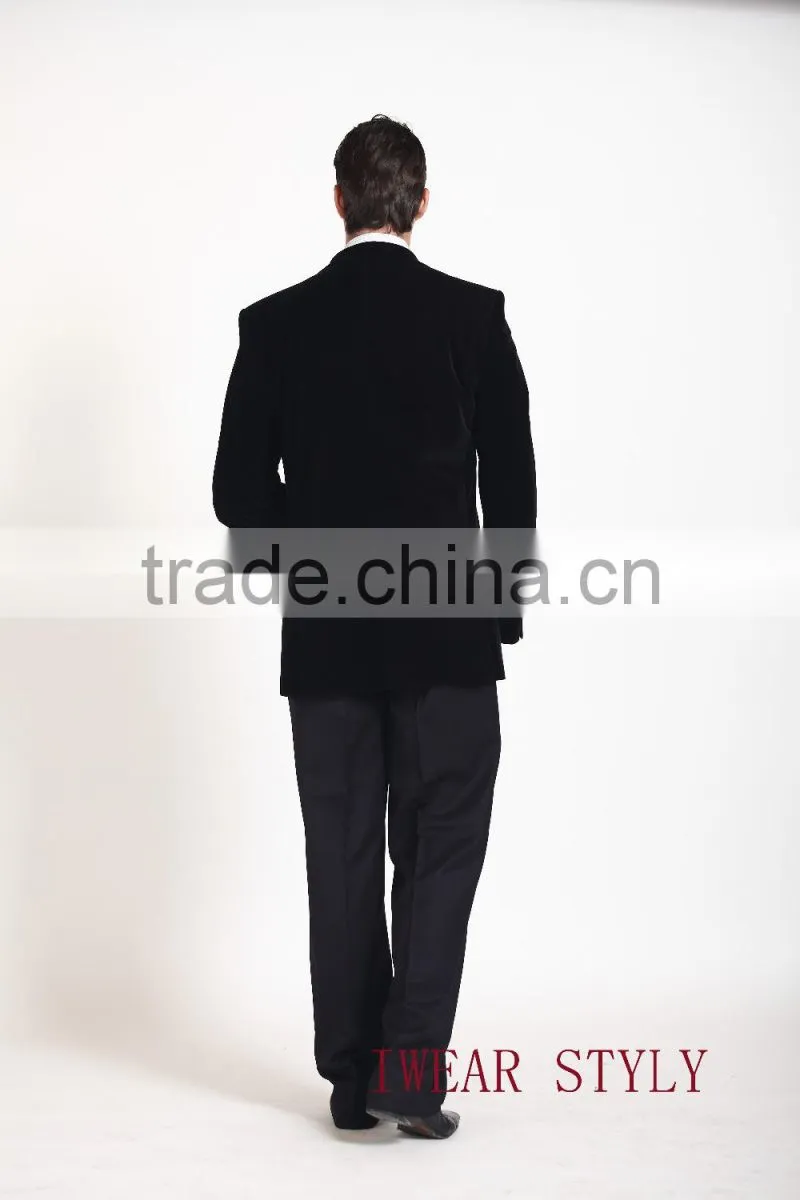 2015 new fashion bespoke black men' suits -satin lapel