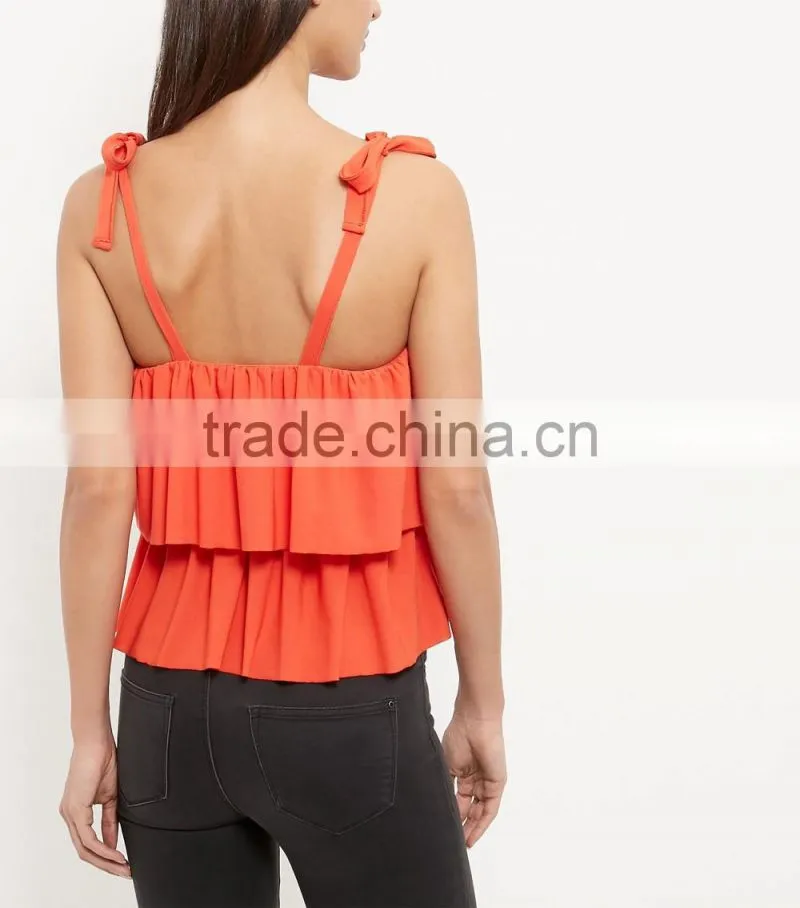 2016 Newest Sexy Layered Tie Strap Cami Sleeveless Top HST8043