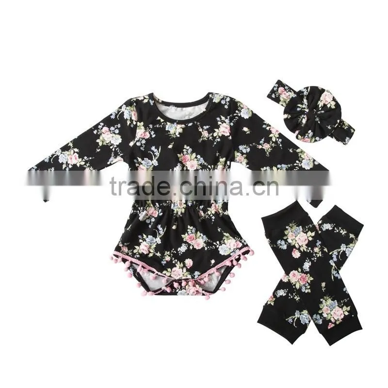 2017 New arrival baby girl floral printed 100%cotton romper
