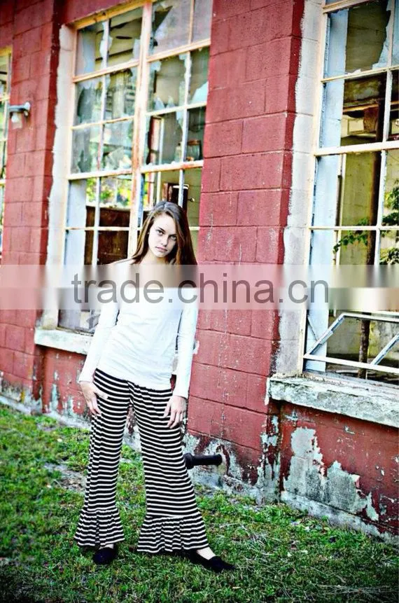 wholesale boutique ruffles pants women knit ruffle pants