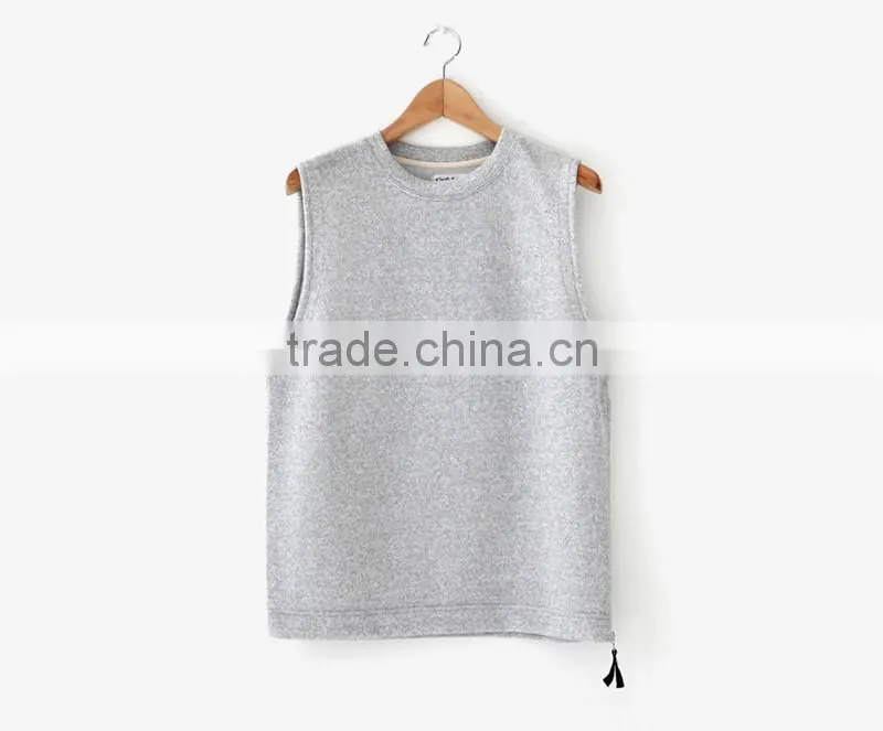 2016 men's french terry vest autumn winter tank top for gentlemen thick vest for wiinter