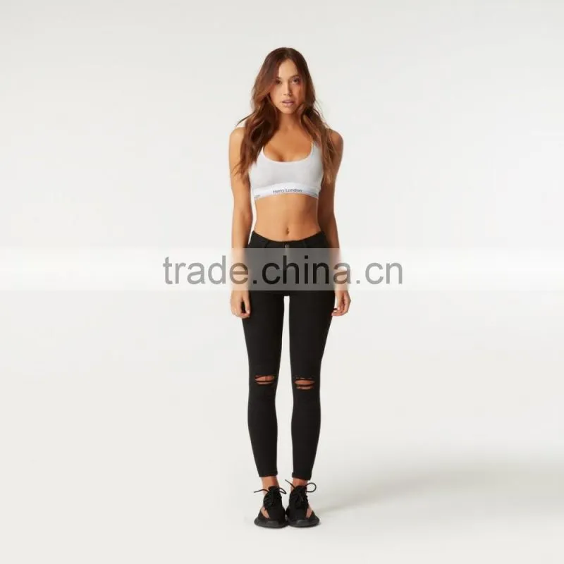 2017 super skinny damaged ladies jeans pants