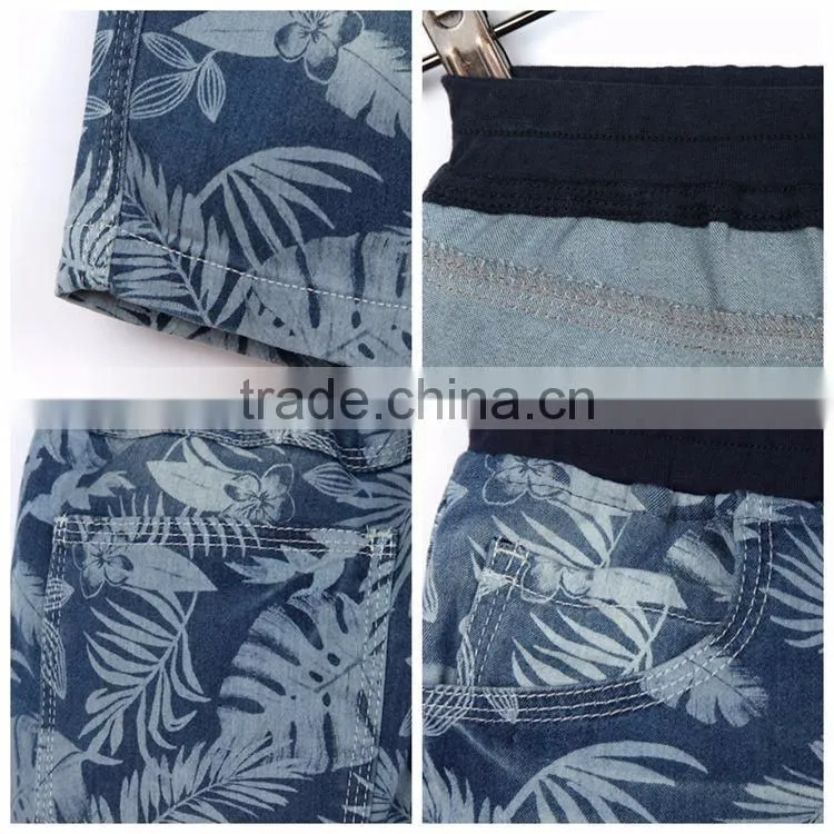 Hot Summer 2-8 years Short jeans child clothing boys denim shorts flower pattern printed kids short pants