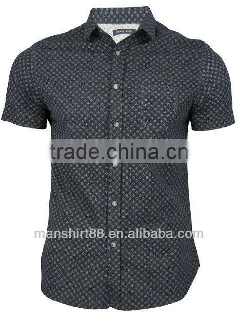 Custom Mens printed Short Sleeve Casual Shirt
