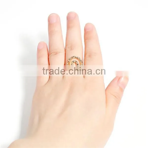 Custom Zinc Based Alloy Unadjustable Gold Plated Spiral Wave Rings