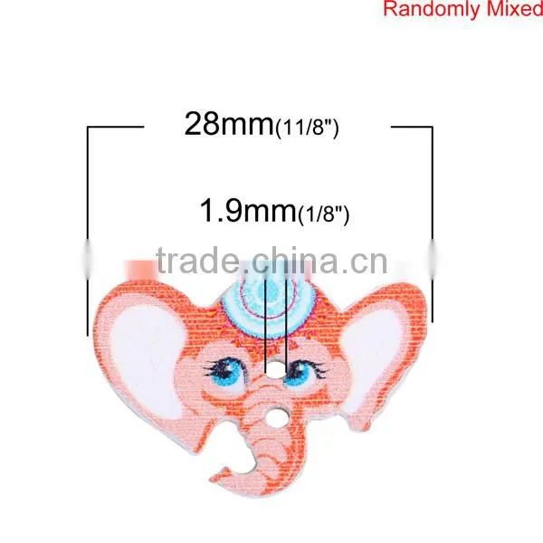 Wood Sewing Buttons Scrapbooking 2 Holes Elephant Head At Random