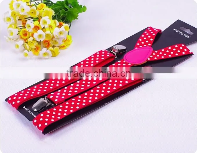 Polka Dot Braces Suspenders Elasticated Adjustable Polkadot Boys Girls 2.5cm/1"