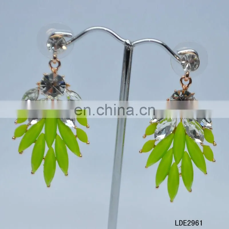 Fashionable exquisite occident mint green crystal earring stud
