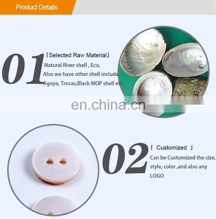Quality Two Holes Natural River Shell Button for Clothing BN80063