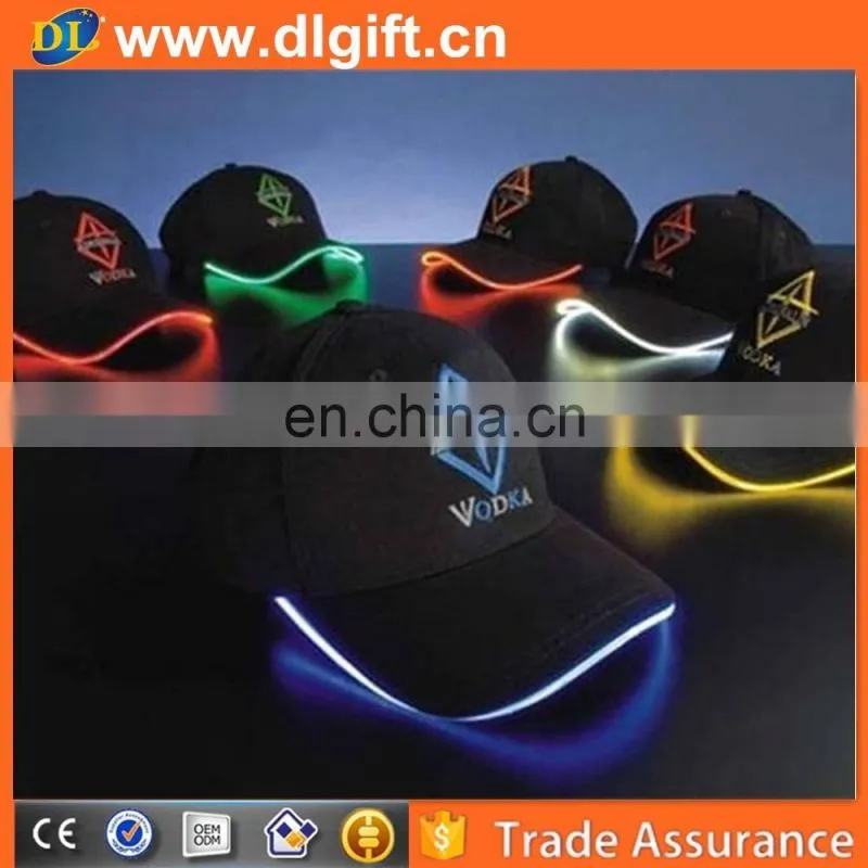 led lights embroidery logo designed custom hats/ bright led cap/ hat party ideas