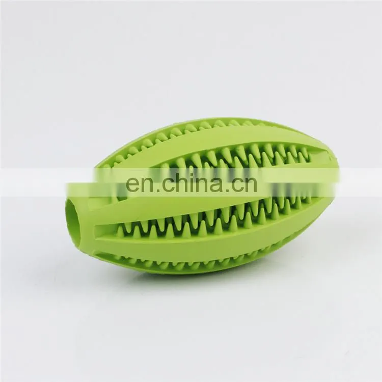 Non-Toxic soft tooth cleaning and IQ training rubber dog toys pet rugby ball