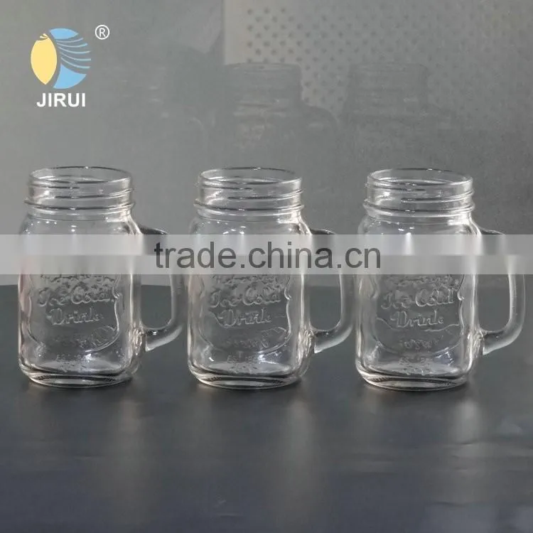 16oz glass mason jar mug with straw and handle and daisy cut cap