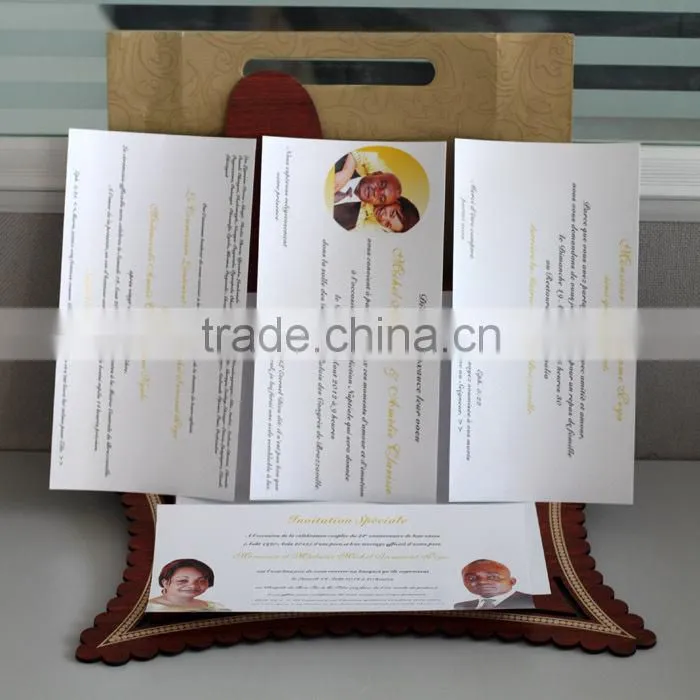 2016 Hot Sale Newest Products Luxury Wooden Flower Wedding Greeting Invitation Card