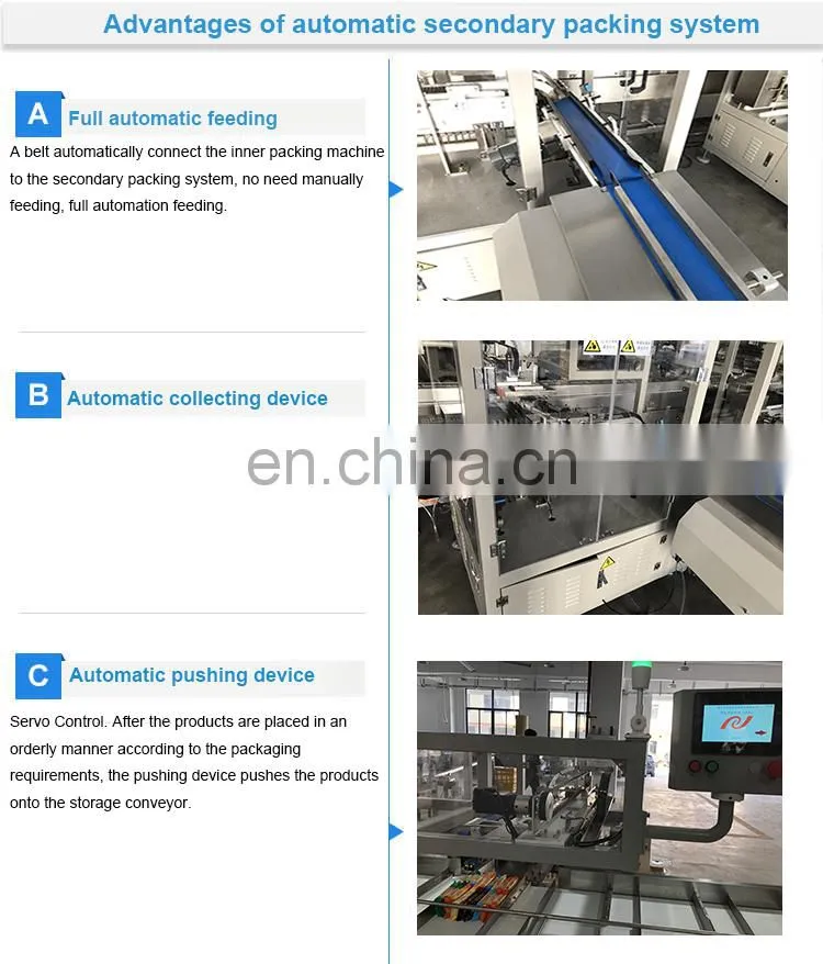 Cup cake automatic feeding collating plastic bag single pack multipack pillow packaging machine line