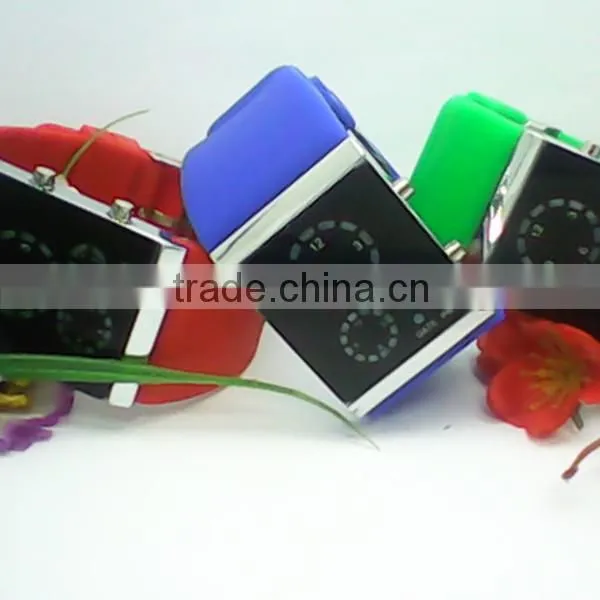 Environmental silicone strap 12-hour/date display bangle watch led