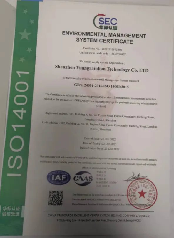 ENVIRONMENTAL MANAGEMENTSYSTEM CERTIFICATE