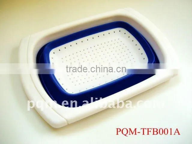 Durability rubber and plastic square collapsible colander 001A