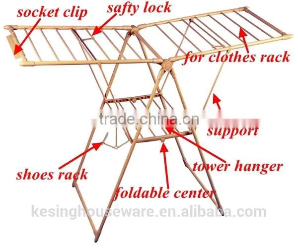 Folding Steel Wooden Color Baby Clothes Dryer Stand