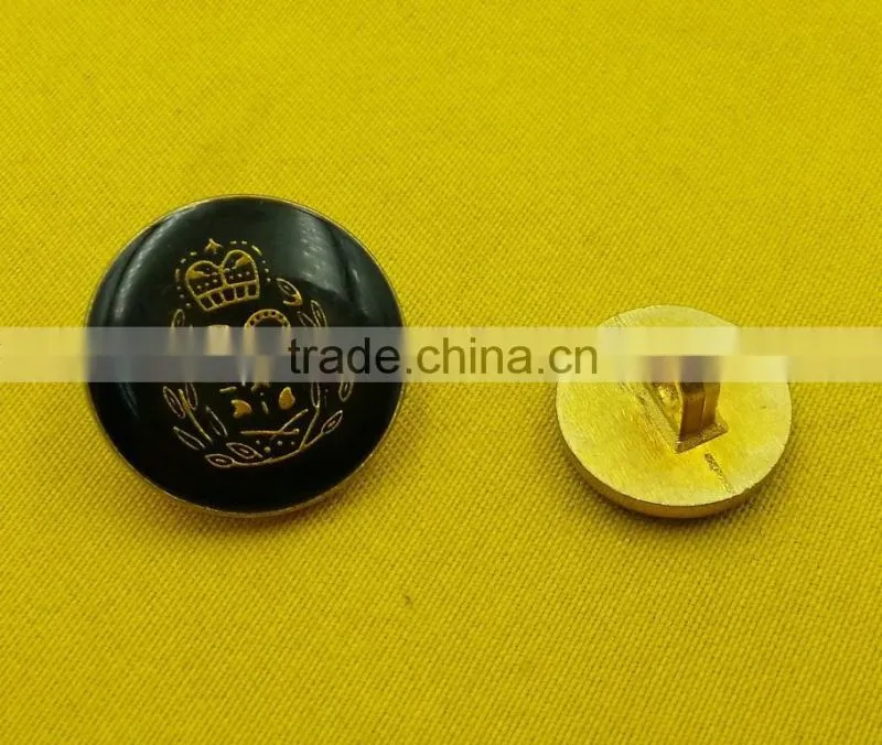 Black Enamelled Metal Shank Button For Dress --- MJ3689