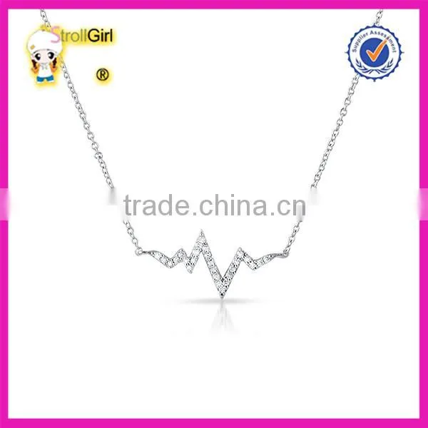 Hot sale CZ stone pave necklace Lovely bowknot pendant necklace 925 sterling silver jewelry