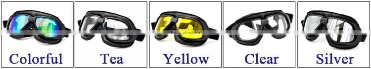 BJ-GT-007 High Quality Black Leather Clear Lens Goggles Motocross