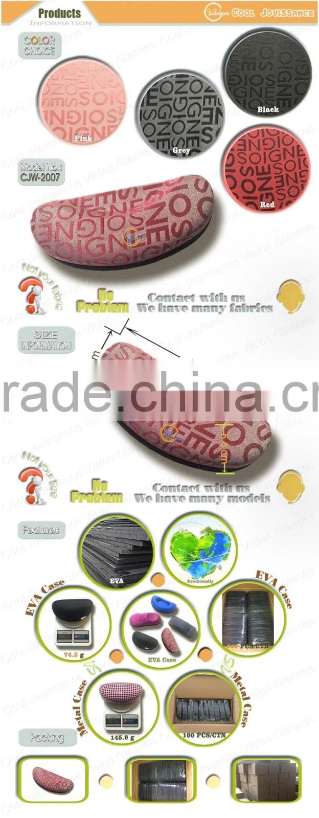 Hot selling glasses case china good quality EVA plastic glasses