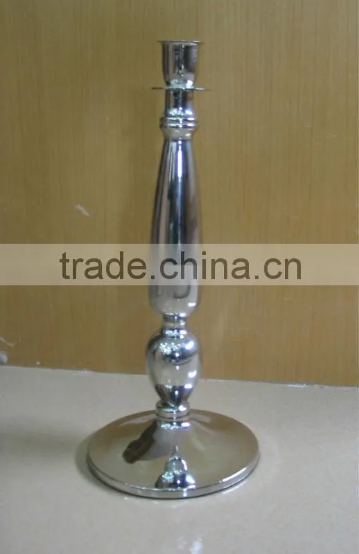 long-stemmed tall pillar stainless steel candle holders
