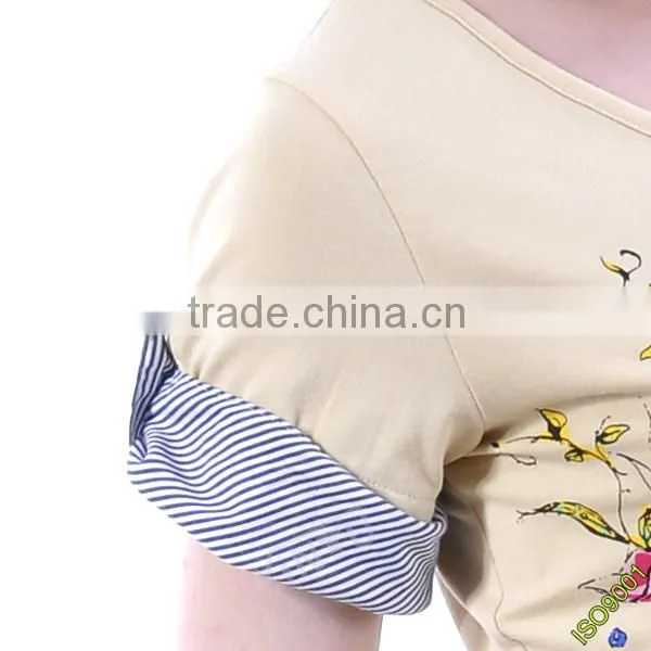 2016 custom design high quality women t-shirt in 100% cotton O-neck t shirts with printing