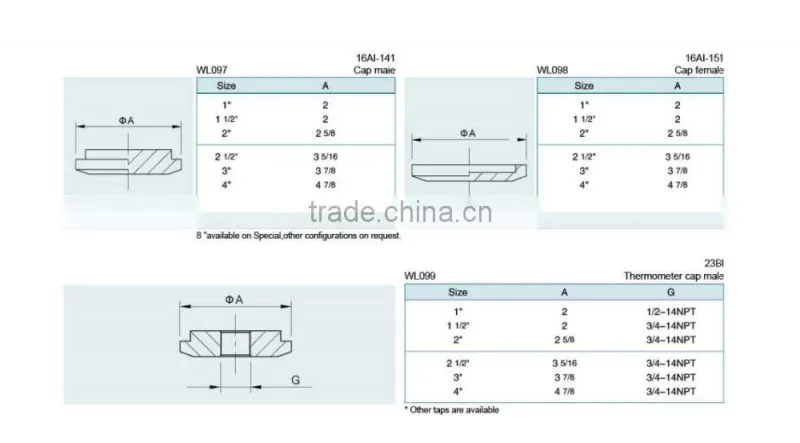 SS304 SS316L sanitary blind cap/blank+ferrule+gasket whole clamp set