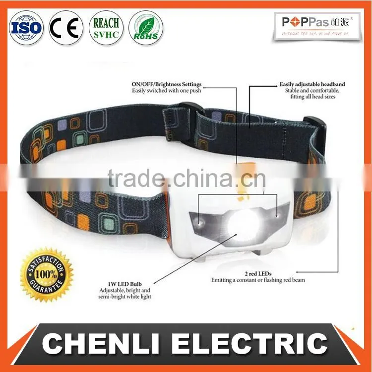 Poppas T16 2+1 red smd led 3AAA battery operated waterproof outdoor camping running walking reading ultra bright headlamp