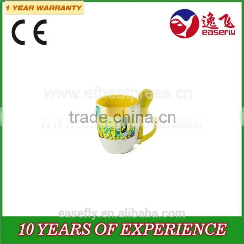 11oz dual color inserted spoon cup, sublimation coffee mug, sublimation milk mug
