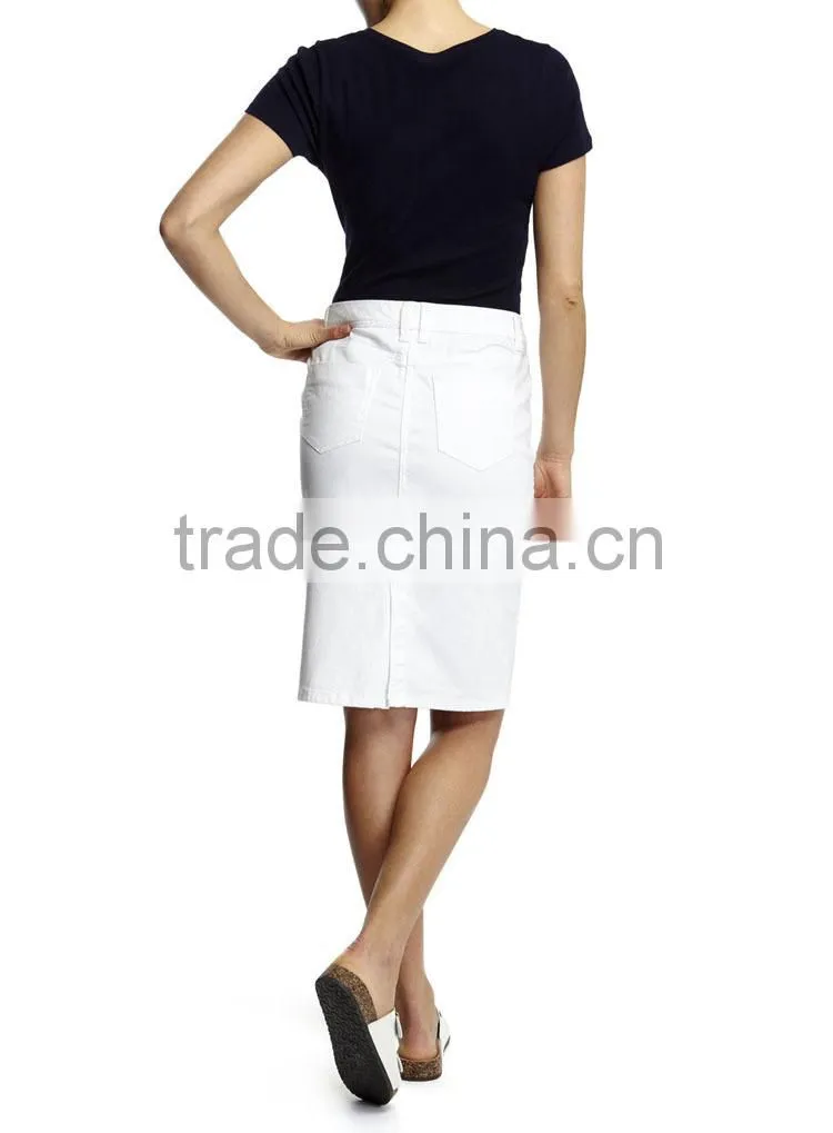 2015 Latest Women Fashion White Demin Skirt