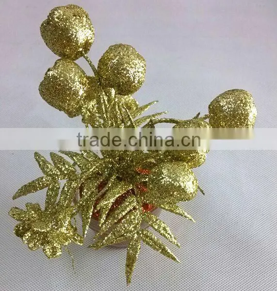 Foam artificial glitter apple for christmas decoration