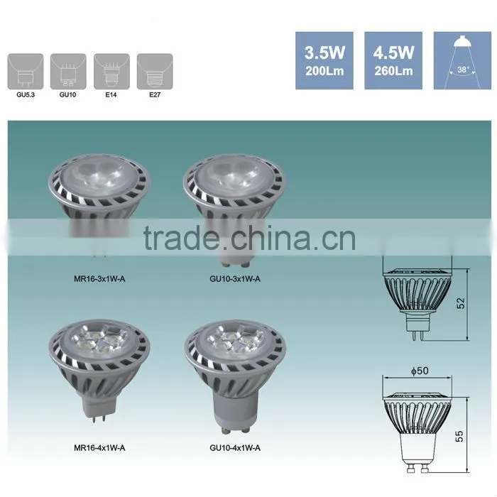 2013 New product MR16 3.5W 12V 200LM High Power LED Bulb